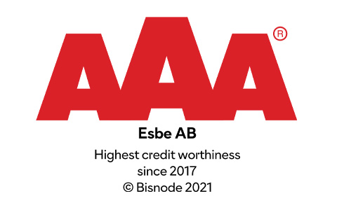 ESBE PASSES BISNODE’S TOUGH CREDIT RATING AND RECEIVES AAA